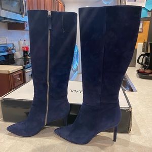 Nine West Tall high heel navy blue suede boot